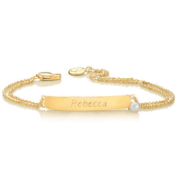 Personalised 18ct Gold Plated First Pearl Identity Bracelet – Christening Or First Holy Communion Gift, 2 of 5