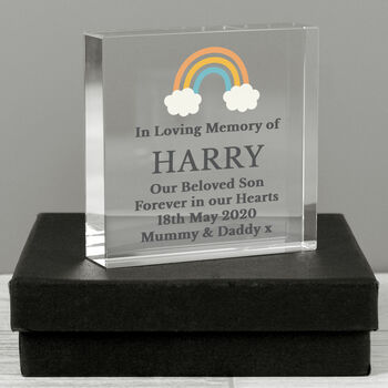 Personalised Rainbow Baby Memorial Crystal Token, 3 of 4