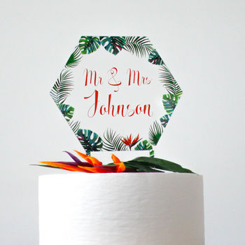 Tropical Wedding Cake Topper, 5 of 5