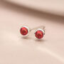 Mini Sterling Silver Flame Red Opal Stud Earrings, thumbnail 2 of 7