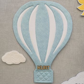 Fabric Hot Air Balloon Nursery Decor, Baby Blue, 3 of 10