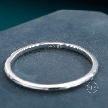 Sterling Silver Extra Skinny Hammered Ring, 6 of 12