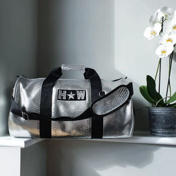 Personalised Silver Snakeskin Large Kit Bag, 3 of 4