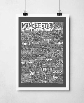 Manchester Landmarks Typography Print Poster, 5 of 12