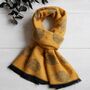 Mustard Hedgehog Print Winter Scarf, thumbnail 2 of 6