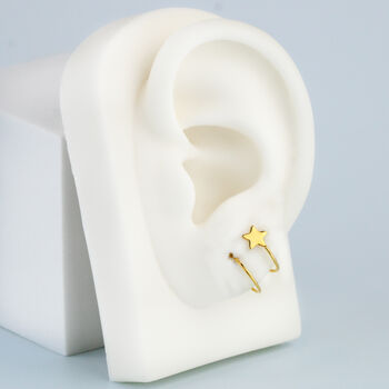 Sterling Silver Star Spiral Hoop Earrings, 2 of 5