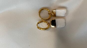 Luxury Mother Of Pearl Bridal Gold Huggie Hoops, 2 of 3