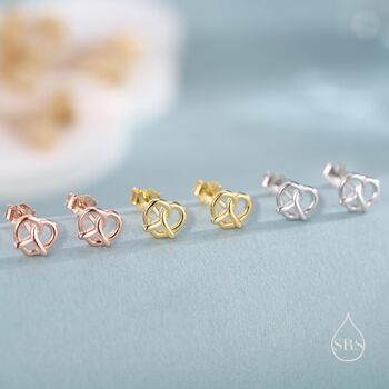Extra Tiny Pretzel Heart Knot Earrings, 10 of 12
