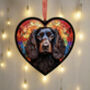 Cocker Spaniel Stained Glass Effect Heart Suncatcher, thumbnail 5 of 9