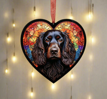 Cocker Spaniel Stained Glass Effect Heart Suncatcher, 5 of 9
