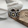 Silver Vintage Daisy Floral Wide Cuff Chunky Band Ring, thumbnail 6 of 6