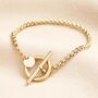 Stainless Steel T Bar Trace Chain Bracelet In Gold, thumbnail 1 of 3