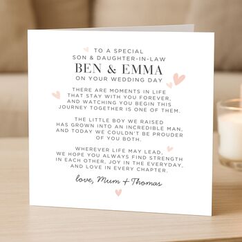 Wedding Day Card With Verse For Son And Daughter In Law, 2 of 7