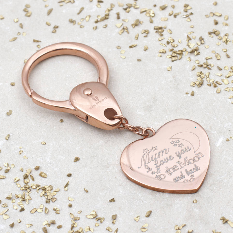 Personalised Moon And Back Love Heart Keyring By Hurleyburley