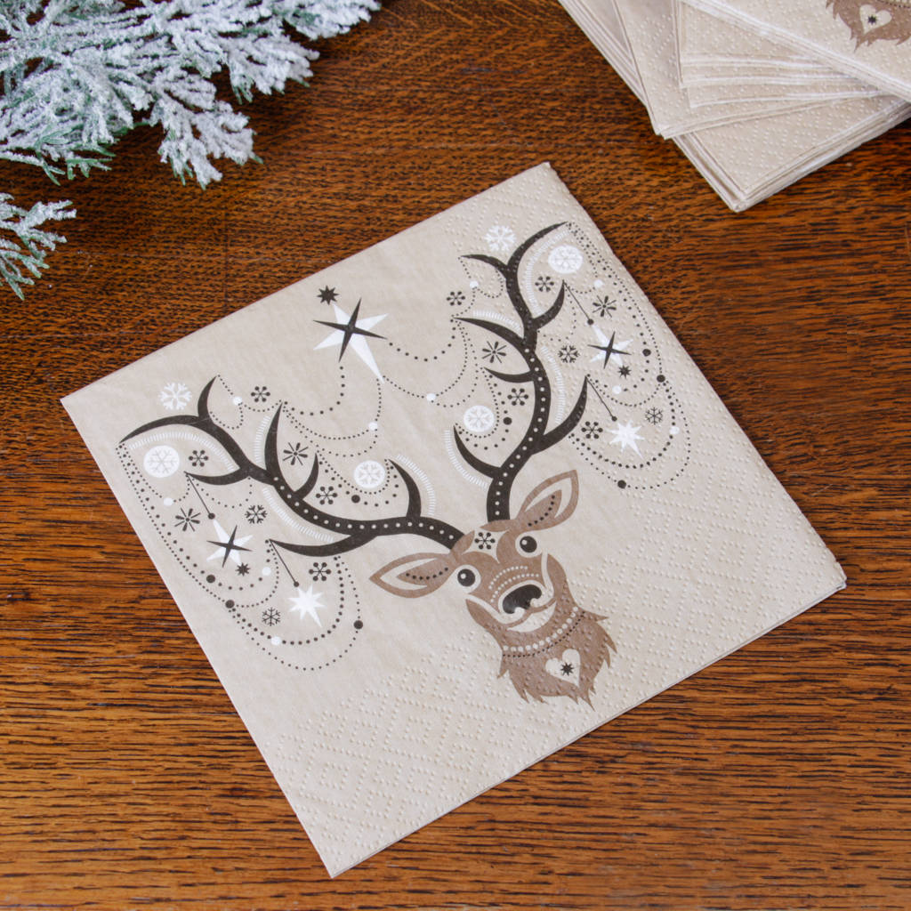 Replace F 20 Festive Reindeer Paper Napkins By Dibor