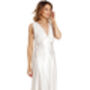 English Made Ivory Bridal Long Satin Nightdress With Lace, thumbnail 3 of 5