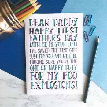 'Dear Daddy' Funny Baby's First Father's Day Card, 2 of 3