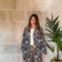 Indian Cotton Midnight Marigold Print Robe, thumbnail 1 of 5