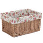 Wicker Storage Basket With Rose Lining, thumbnail 2 of 5