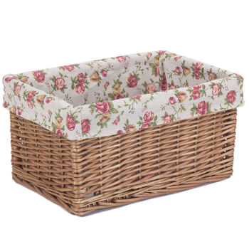 Wicker Storage Basket With Rose Lining, 2 of 5