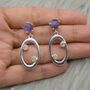 Amethyst, Moonstone Silver Earrings, thumbnail 1 of 9