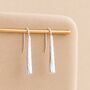 Sterling Silver Plated Textured Bar Drop Earrings, thumbnail 3 of 8