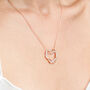 Rose Gold Colour Double Heart Pendant Necklace, thumbnail 2 of 3
