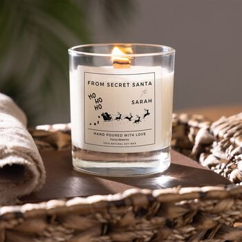 Secret Santa Personalised Christmas Soy Wax Scented Candle Gift Set, 2 of 4