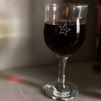 Engraved Wine Glass Personalised Gift For 70th Birthday, 3 of 8