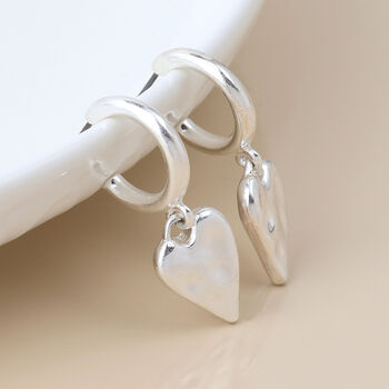 Silver Plated Heart And Hoop Earrings, 2 of 7