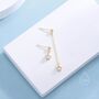 Asymmetric Tiny Moonstone Star Dangle Stud Earrings, thumbnail 6 of 12