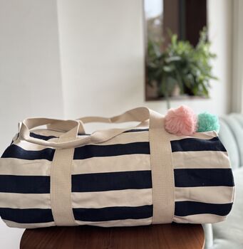 Personalised Pom Pom Stripe Weekend Bag, 3 of 9