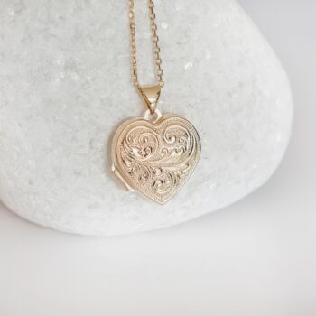 9ct Yellow Gold Love You Always Heart Locket, 2 of 10