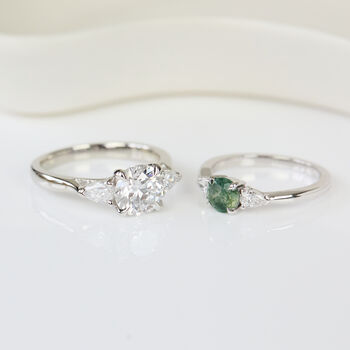 Round Moss Agate And Diamond Engagement Ring, 2 of 5