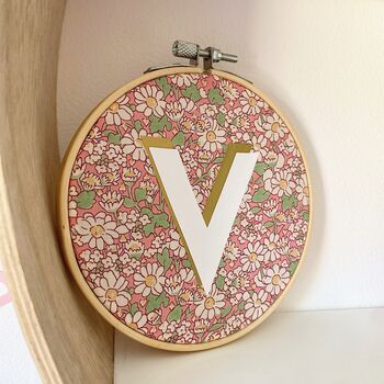 Liberty London Personalised Initial Embroidery Hoop, 3 of 7