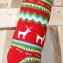 Personalised Log Cabin Knitted Christmas Stocking, thumbnail 7 of 9