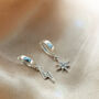 Sterling Silver Sparkle Cz Star Lightning Charm Huggie Hoop Earrings, thumbnail 1 of 8
