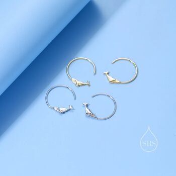 Whale Open Hoop Earrings In Sterling Silver, 3 of 9