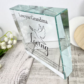 Personalised In Loving Memory Dove Crystal Token, 3 of 6