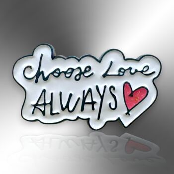 Choose Love Always Glitter Heart Enamel Lapel Pin Badge, 3 of 8