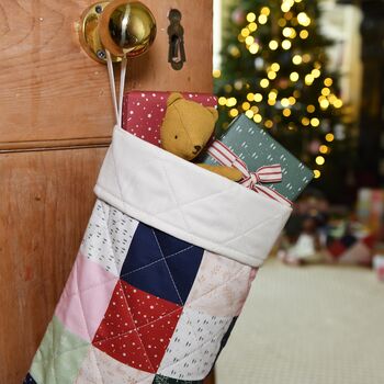 Traditional Patchwork Quilted Christmas Stocking, 7 of 12