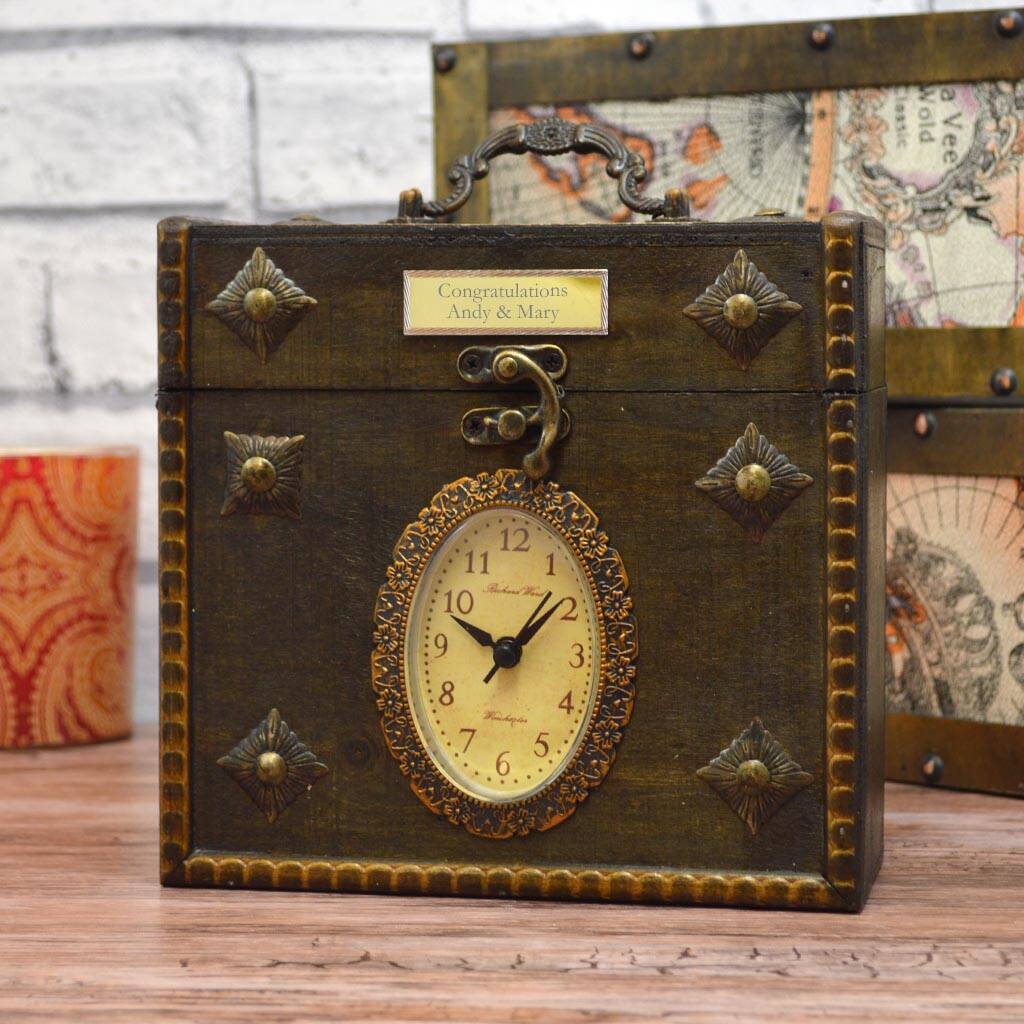 personalised wooden box clock by