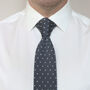 Men's Square End Knitted Tie With Dots | Dark Grey, thumbnail 2 of 5