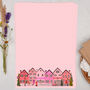 A4 Pink Letter Writing Paper With Town Village Border, thumbnail 1 of 4