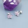 Tourmaline Pink Cz Flower Barbell Earrings, thumbnail 9 of 9