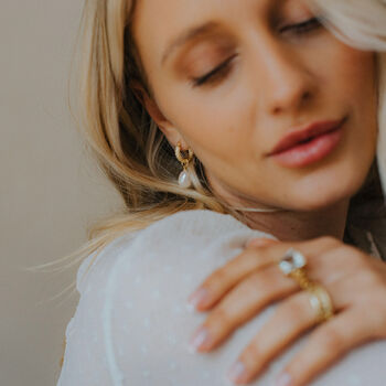Gold Pearl Drop Earrings, 6 of 7