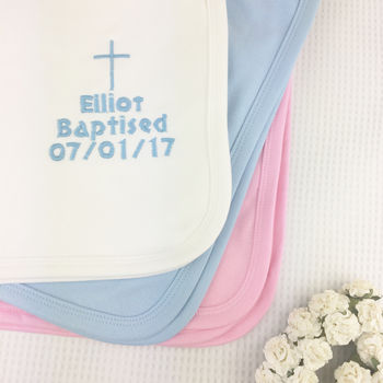 Personalised Embroidered Christening Blanket Gift, 2 of 5