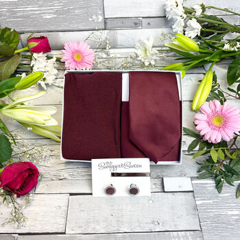 Wine Wedding Tie Set, 4 of 10