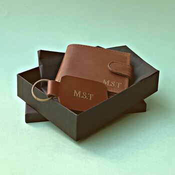 Personalised Leather Wallet And Key Ring Gift Set, 5 of 6