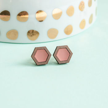 Hexagon Geometric Stud Earrings, 6 of 8